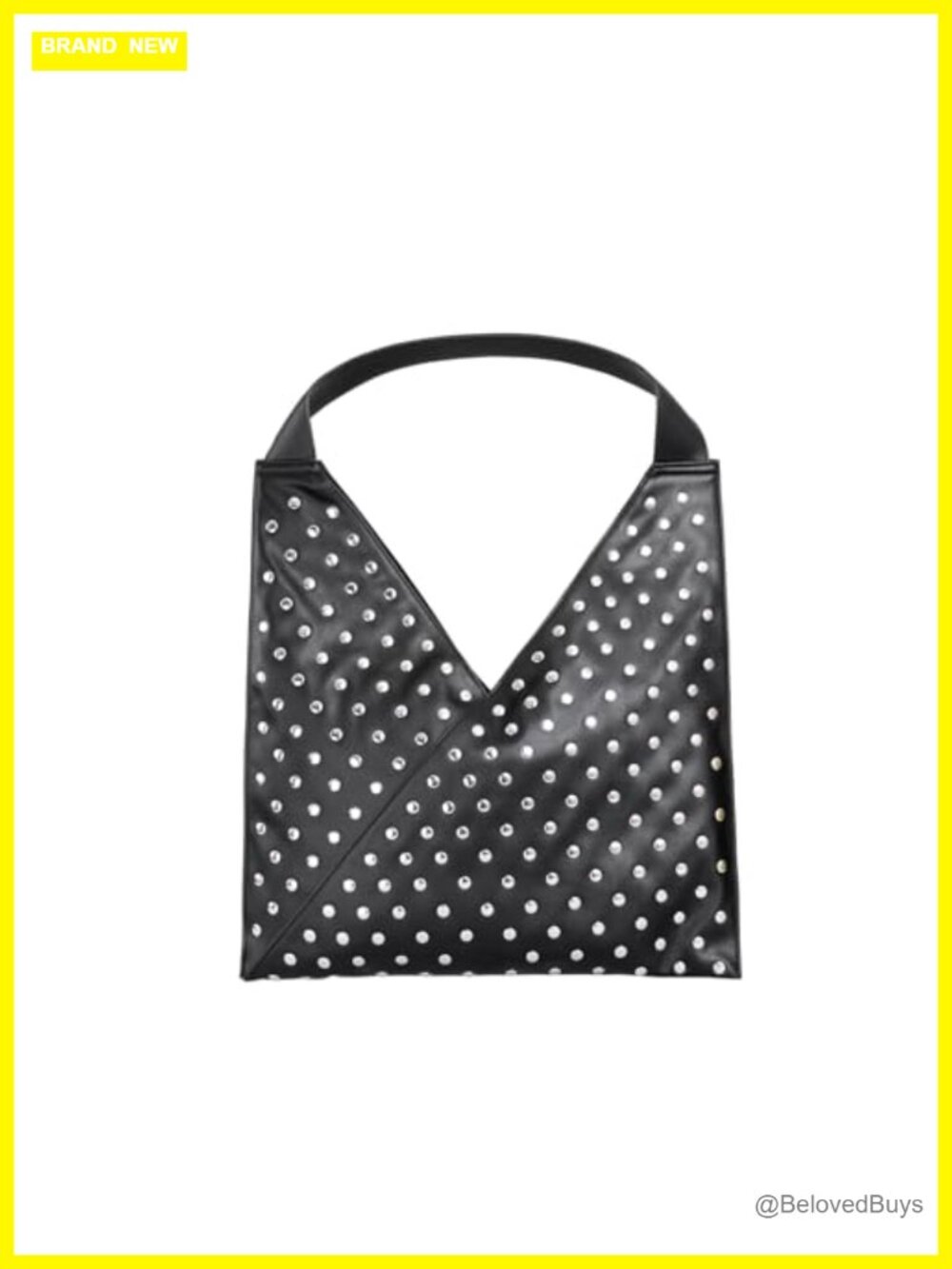 Studded PU Leather Magnetic Shoulder Tote Handbag